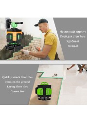 HEMUYOU Laser Level 12/16 Lines 3D/4D Self Leveling 360 Horizontal Green Laser Beam Horizontal Vertical Line Cross Lines Indoors