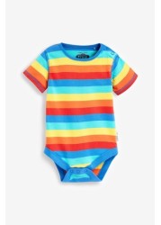 Frugi Blue Organic Cotton Rainbow Short Sleeve Bodysuits 4 Pack