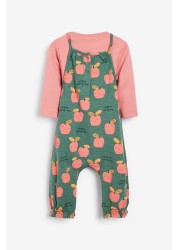 Baby Printed Dungarees And Bodysuit Set (0mths-3yrs)