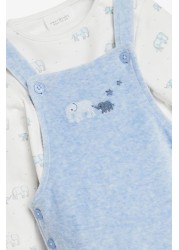 Velour Baby Dungarees And Bodysuit Set (0mths-2yrs)