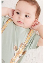 FatFace Baby Green Crew Giraffe Romper