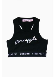 Pineapple Black Script Crop Top