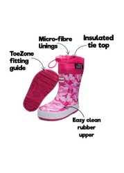 ToeZone Pink Tie Top Camo Wellies