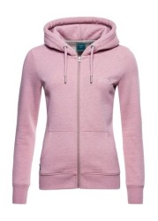 Superdry Pink Vintage Logo Embroidered Zip Hoodie