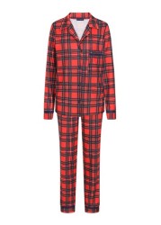 Hot Squash Red Tartan Jersey Womens Pyjama Set