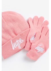 Hype. Script Beanie Hat And Gloves Set