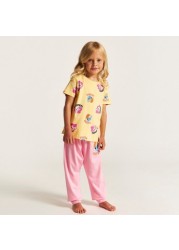 Hasbro Printed Round Neck T-shirt and Pyjama - Set of 2