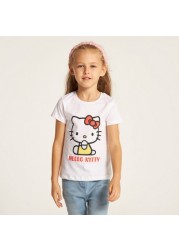 Sanrio Hello Kitty Print T-shirt with Crew Neck and Short Sleeves - Set of 2