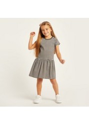 Juniors Printed Round Neck Dress with Short Sleeves - Set of 4