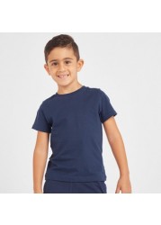 Juniors Solid T-shirt with Round Neck and Short Sleeves - Set of 2