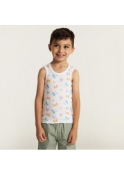 Mickey Mouse Print Vest with Round Neck - Set of 3
