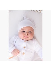 Anvi Baby Solid Knotted Sleepsuit and Beanie Set