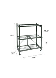 Origami Metal 3-Tier Storage Shelf W/Wheels (32.7 x 73 x 90 cm)