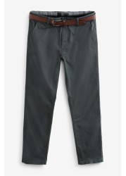 Belted Soft Touch Chino Trousers Slim Fit