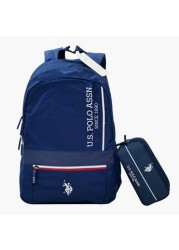 U.S POLO Solid Zipper Backpack with Pouch