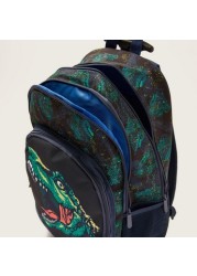 Juniors Dinosaur Print Trolley Backpack with Lunch Bag and Pencil Pouch - 18 inches