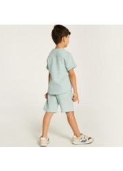 Checked Crew Neckline T-shirt and Mid-Rise Shorts Set