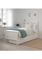 HEMNES هيكل سرير+2 صناديق تخزين