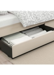 HAUGA Upholstered bed, 2 storage boxes