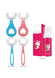 Kids U-Shape Toothbrush 360 Degree Soft Silicone Toothbrush Baby Infant Oral Care Cleaning Tool for Toddlers Children Ages 2-8