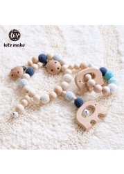 Let's Make 20pcs Wooden Teeth Natural Beech Wood Animal Wholesale DIY Bracelet Chain Accessories New Born BPA Free Elephant