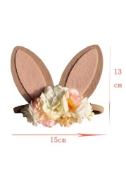 Big Ears Rabbit Hair Bands Kids Easter Gift Flowers Headband Baby Girl Shower Spring Easter Home Decor Girl Rabbit for Baby