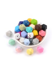 luvka 10pcs Silicone Beads Food Grade 14mm Hexagon Baby Teether Baby Teething Toy BPA Free Pendant Pacifier Pendant DIY