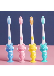 4psc/set Children's Toothbrush with Bamboo Charcoal Soft Hair Little Bear and Rabbit Cartoon Dental Care Manual Toothbrush