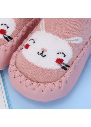 Baby Socks With Rubber Soles For Toddlers Kids Socks Toddler Boys Sock Warm Terry Shoes Thicken Slippers Infant Girl Winter