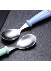 Baby Kids Cartoon Cute Spoon Fork Stainless Steel Tableware Training Learn Food Feeding Scoop Fork Utensils For Baby