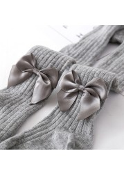 Baby Girls Pantyhose Cute Winter Clothes For Girls Bow Tie Breathable Cotton Socks Knitted Baby Socks 1-8T