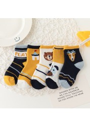 5pairs/lot 3 to 12 Years Kids Soft Cotton Socks Boy Girl Baby Cute Cartoon Warm Fashion School Socks Autumn Winter Cartoon