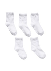 Pure White Baby Socks 5 Pairs Boys and Girls Breathable Cotton Sports Socks For Spring