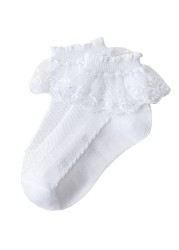 10pairs/lot Baby Girls Kids Lace Ruffle Socks Princess Mesh Children Ankle Short Breathable Cotton White Pink Blue Toddler Sock