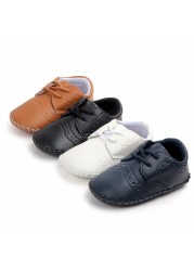 New Baby Shoes Retro Leather Boy Girl Baby Shoes Rubber Sole Anti-slip First Walkers Newborn Infant Moccasins Crib Shoes