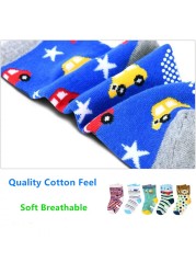 5 Pairs Non-slip Cute Cartoon Children Socks Spring Autumn Cotton Warm Breathable Boys Girls Absorb Sweat Sock for 0-8 Years