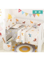 5 Piece Set Nordic Bed Bumper In Crib Cotton Crown Shape Baby Bed Bumpers Removable With Filling Baby Cot Bed Set