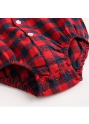 2022 Newborn Plaid Long Sleeve Baby Shirt Spring Autumn Turn-down Collar Front Pocket Shirt Baby Bodysuit Shirt