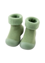 Winter Kids Warm Snow Boots Socks Infant Boys Brushed Thick Sock Boots Yellow Black Baby Girls Socks Soft Soles Toddler Shoes