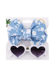 2pcs Newborn Photography Props Sunglasses Headband Set Baby Infant Photo Hair Band Glasses Sunglasses Kit