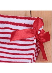 Kids Winter Warm Knee High Christmas Stockings Girls Striped Boot Bowknot Stocking White Black Gray Christmas Gifts Stocking