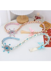 Elsa Cosplay Weaving Tangled Braid Kids Rapunzel Princess Hair Headband Girl Wig Princess Girls Headband Kids Hair Hoop Braided