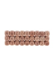 200pcs 12mm Beech Wooden Beads For Baby Wood Letters Bead Baby Teether Diy Beads With Silicone Teether Letters Alphabet