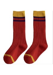 3 pairs 1-8 years old 2021 spring and summer new parallel stripes striped kids middle tube children's socks