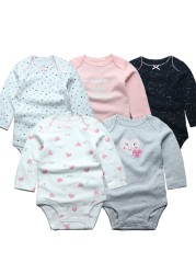 3/4/5pcs Baby Spring Autumn Outerwear Long Sleeve 100% Cotton Boys Girls Clothes Newborn 0-24 Months Clothes