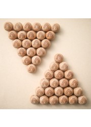 Let's Make 50pcs 16mm Cartoon Beech Wood Round Beads Necklace DIY Bracelet Safe Non-Toxic Eco Friendly Wooden Crafts Toys