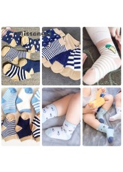 5pairs/lot 2022 Baby Socks for Kids Girls Boy Cotton Stripe Cartoon Animals Summer Baby Knitwear Socks Newborn Baby Clothes