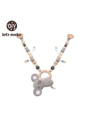 Baby Wooden Toy Stroller Clip Baby Mobile Stroller Customized Silicone Pill Pacifier Chain Chew Silicone Rattle Baby Wooden Teether