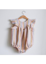 Baby Girls Summer Rompers 0-24 Months Striped Sleeveless One-piece Newborn Baby Clothes Cotton Linen Clothes Baby Girl Outfit