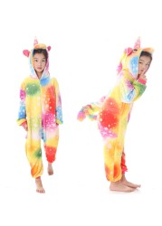 Winter Kigurumi Kigurumi Soft Warm Soft Flannel Pajamas Cartoon Animal Hooded Pajamas Boys Unicorn Pajamas Girls Kids Sleepwear